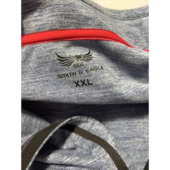 Smith & Eagle Men's XXL Quarter Zip Blue Marled Fleece Pull Over Athleisure Gym - Picture 3 of 7